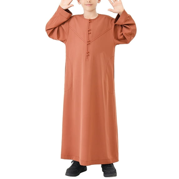 Chbgutlmr Baby Boys Clothes Kids Half Button up Crewneck Long Sleeve Gown Children Loose Casual Clothing