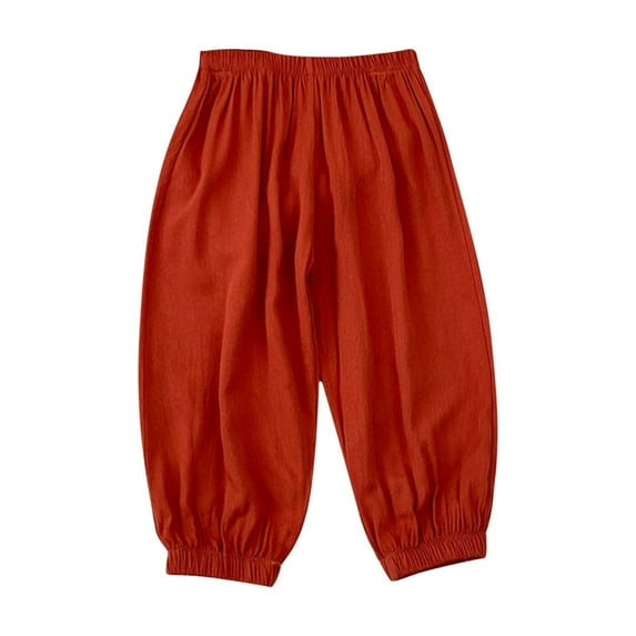 Chbgutlmr Baby Boys Girls Clothes Casual Pants Ruched Solid Color Baggy Lounge Elastic Waist Trousers for Kids