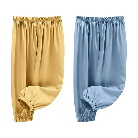 Chbgutlmr Baby Clothes Boy Girls 2 Pack Joggers Pants Kids Solid Color Elastic Waist Ruched Sports Trousers