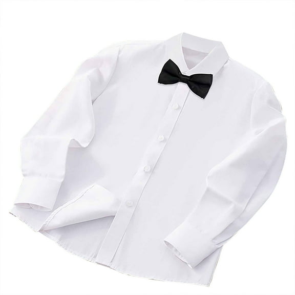Chbgutlmr Baby Clothes Boys Button up Dress Shirts Long Sleeve Lapel Neck Bow Tie Formal Shirts Tops for Kids
