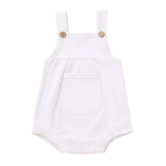 Chbgutlmr Baby Clothes Boys Girls Toddler Ribbed Knit Rompers Overalls Newborn Button Sleeveless Cute Bodysuits