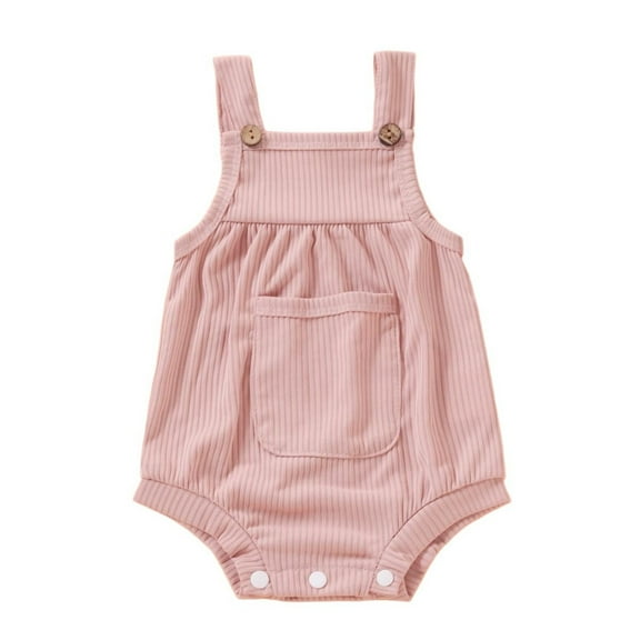 Chbgutlmr Baby Clothes Boys Girls Toddler Ribbed Knit Rompers Overalls Newborn Button Sleeveless Cute Bodysuits