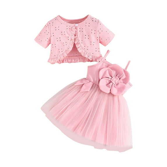 Chbgutlmr Baby Clothes Girls Dress 2 Piece Sets Kids Ruffle Cardigan Overalls Princess Skirt Cute Outfits