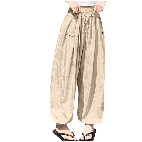 Chbgutlmr Baby Clothes Girls Lounge Pants Kids Drawstring Waist Ruched Loose Outdoor Active Trousers with Pockets