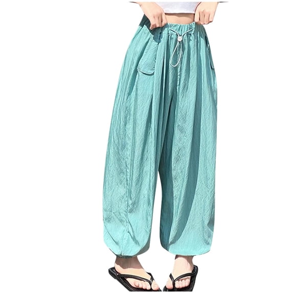 Chbgutlmr Baby Clothes Girls Lounge Pants Kids Drawstring Waist Ruched Loose Outdoor Active Trousers with Pockets