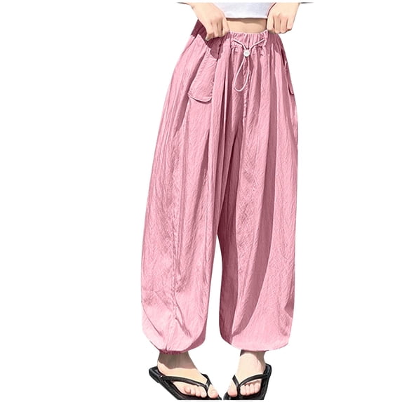 Chbgutlmr Baby Clothes Girls Lounge Pants Kids Drawstring Waist Ruched Loose Outdoor Active Trousers with Pockets