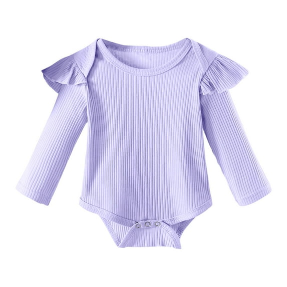 Chbgutlmr Baby Clothes Girls Ruffle Long Sleeve Cute Rompers Toddler Fall Crewneck Cotton Comfy Bodysuit