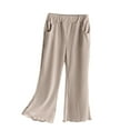 thumbnail image 1 of Chbgutlmr Baby Clothes Girls Wide Leg Pants Kids Ruffle Elastic Waist Solid Color Cute Casual Trousers Pockets, 1 of 5