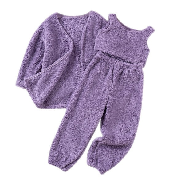 Chbgutlmr Baby Clothes Girls Winter 3pc Lounge Fuzzy Sets Long Sleeve Cardigan Baggy Warm Comfy Outfits