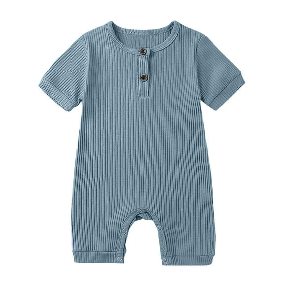 Chbgutlmr Baby Clothes Infant Boy Girls Summer Short Sleeve Comfy Rompers Toddler Ribbed Knit Onesie Outfits