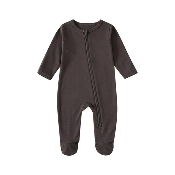 Chbgutlmr Baby Clothes Newborn Boy Girl Fall Long Sleeve Onesie Toddler Zipper Footed Rompers Clothing