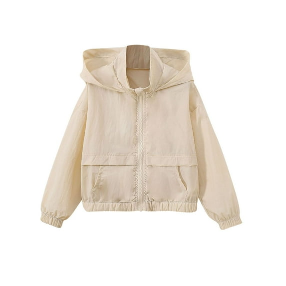 Chbgutlmr Baby Clothes Outwear Coats for Girls Solid Color Full Zipper Hoodies Kids Jackets with Pockets