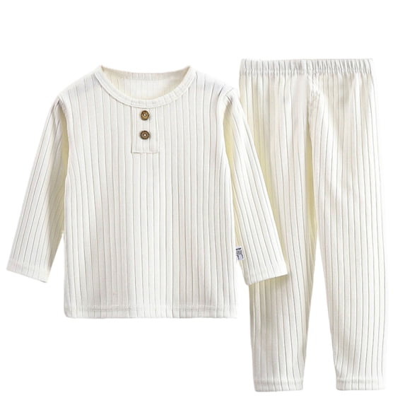 Chbgutlmr Baby Clothes Unisex 2pc Sets Kids Button Long Sleeve Crewneck Tops Elastic Waist Pants Outfits Fall
