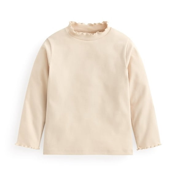 Chbgutlmr Baby Clothes for Girls Kids Ruffle Half High Neck Blouses Long Sleeve Cotton Comfy Cute Tops 2-14 Years