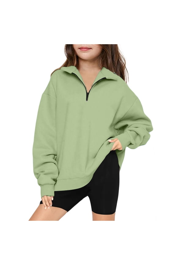 Baby Clothes for Girls Sweatshirts Long Sleeve Quarter Zip Loose Pullover Kids Oversized Tops