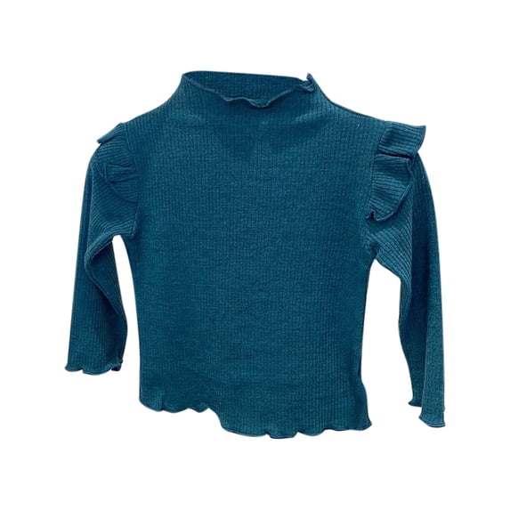 Chbgutlmr Baby Girl Clothes Fall Long Sleeve Ruffle Knit Sweaters Kids High Neck Solid Color Comfy Blouse