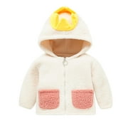 CHBGUTLMR Baby Girl Clothes Zip up Hoodies Toddler Infant Fuzzy Fleece Jacket Cute Printed Lightweight Plush Coat
