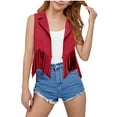 thumbnail image 1 of Chbgutlmr Baby Girls Clothes Cropped Vests Kids Lapel Neck Fringe Tank Tops Fall Fashion Sleeveless Outwear, 1 of 7