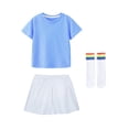 thumbnail image 1 of Chbgutlmr Baby Girls Clothes Kids Crewneck Tshirt Short Skirt Sets 3 Piece Comfy Casual Outfits with Socks, 1 of 5