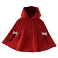 thumbnail image 1 of Chbgutlmr Baby Girls Clothes Toddler Cloaks Kids Ruched Knit Hooded Cloak Solid Color Bowknot Cute Tops, 1 of 8