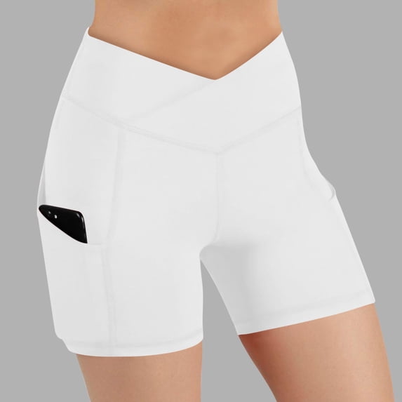 Chbgutlmr Biker Shorts for Women High Crossover Waist Butt Lifting Slim Fitted Shorts Casual Summer Workout Yoga Shorts with Pockets