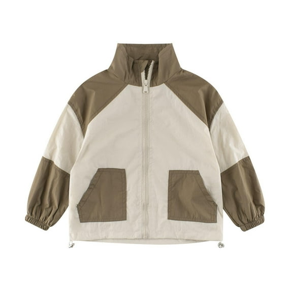 Chbgutlmr Boys Clothes Kids Jackets Coats Zipper up Stand Neck Color Block Loose Outwear with Pockets