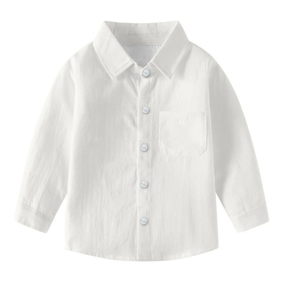 Chbgutlmr Boys Clothes Long Sleeve Dress Shirts Kids Button down Solid Color Loose Tops with Chest Pockets