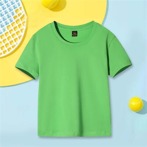 Chbgutlmr Boys Girls Tops Summer Basic Tees Short Sleeve Crew Neck T-Shirts Casual Comfy Cotton Basic Plain Tee Tops for Kids 2-12 Years