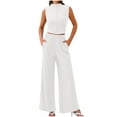 thumbnail image 1 of Chbgutlmr Business Casual Outfits for Women 2 Piece Crewneck Tank Tops Wide Leg Pants Ribbed Office Sets, 1 of 6