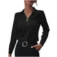 thumbnail image 1 of Chbgutlmr Business Casual Tops for Women Lapel V Neck Stain Long Sleeve Dressy Office Work Blouses Shirts, 1 of 7