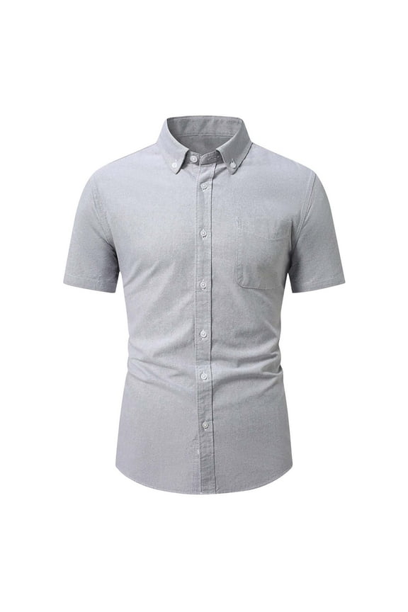 Button down Shirts for Men Short Sleeve Turn down Collar Lapel T-Shirts with Pocket Casual Summer Work Office Tops