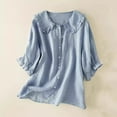 thumbnail image 1 of Chbgutlmr Button down Shirts for Women 3/4 Sleeve Turn down Collar Ruffled T-Shirts Casual Loose Summer Comfy Lightweight Tops, 1 of 3