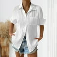 thumbnail image 1 of Chbgutlmr Button down Shirts for Women Short Sleeve Turn down Collar Textured Tops Casual Loose Summer Trendy Work Tops, 1 of 6