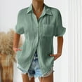 thumbnail image 1 of Chbgutlmr Button down Shirts for Women Short Sleeve Turn down Collar Textured Tops Casual Loose Summer Trendy Work Tops, 1 of 6