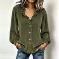 thumbnail image 1 of Chbgutlmr Button down Velour Tops for Women Peasant Long Sleeve Ruffled V Neck Blouse Tops Casual Loose Fall Trendy T-Shirts, 1 of 9
