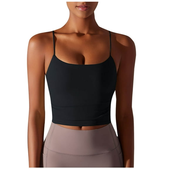 Chbgutlmr Camisole Tops for Women Cropped Workout Tank Tops Solid Color Slim Sleeveless Activewear Tops