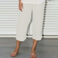 thumbnail image 1 of Chbgutlmr Capri Pants for Women Casual Loose Summer Lightweight Cropped Pants High Waisted Straight Leg Plain Pants, 1 of 6