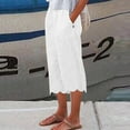 thumbnail image 1 of Chbgutlmr Capri Pants for Women Casual Loose Summer Pants High Waisted Straight Leg Irregular Hem Pants with Pockets, 1 of 6