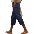 thumbnail image 1 of Chbgutlmr Capri Pants for Women Drawstring High Waisted Lace Insert Ruched Capris Casual Loose Summer Dressy 3/4 Length Pants, 1 of 4
