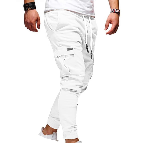 Chbgutlmr Cargo Pants for Men Cinch Bottom Fitted Drawstring Elastic Waist Trousers Casual Workout Pants with Multi Pockets