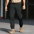 thumbnail image 1 of Chbgutlmr Cargo Pants for Men Open Bottom Straight Leg Button Elastic Waist Trousers Casual Loose Workout Pants with Multi Pockets, 1 of 5