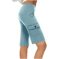 thumbnail image 1 of Chbgutlmr Cargo Shorts for Women Elastic Waist Casual Wide Leg Shorts Knee Length Shorts with Pockets, 1 of 5