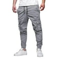 thumbnail image 1 of Chbgutlmr Casual Cargo Pants for Men Cinch Bottom Elastic Waist Drawstring Trousers Fitted Workout Pants with Multi Pockets, 1 of 5