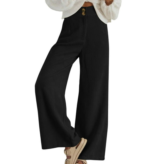 Chbgutlmr Corduroy Pants for Women High Rise Straight Leg Button Waist Trousers Casual Loose Fall Comfy Solid Color Pants