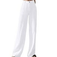 thumbnail image 1 of Chbgutlmr Cotton Linen Pants Women Button High Waisted Casual Lightweight Loose Solid Color Trousers, 1 of 8