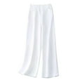 thumbnail image 1 of Chbgutlmr Cotton Linen Pants for Women Wide Leg Flat Front Elastic Waist Palazzo Pants Casual Summer Breathable Trousers with Pockets, 1 of 3