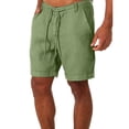 thumbnail image 1 of Chbgutlmr Cotton Linen Shorts for Men Flat Front Drawstring Rolled Hem Shorts Casual Summer Lightweight Breathable Shorts, 1 of 2
