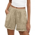 thumbnail image 1 of Chbgutlmr Cotton Linen Shorts for Women Drawstring Elastic Waist Ruched Shorts Casual Loose Summer Lightweight Breathable Shorts, 1 of 4