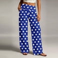 thumbnail image 1 of Chbgutlmr Dotted Pants for Women Flat Front Tie Side Straight Leg Trousers Casual Loose Trendy Color Block Pants[L,Blue1], 1 of 6