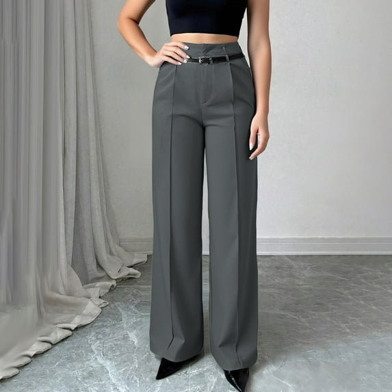 Chbgutlmr Dress Pants Women High Waist Straight Leg Trousers Casual Loose Work Office Solid Color Pants